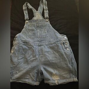 Lane Bryant Boyfriend Short Denim Overalls